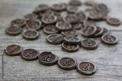 Vintage Brown Bingo Game Pieces