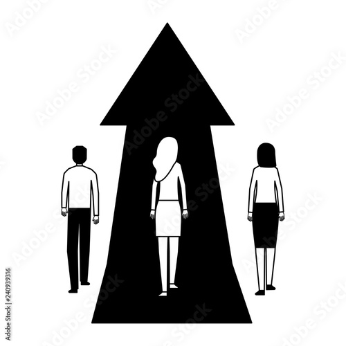 business women and man with growth arrow
