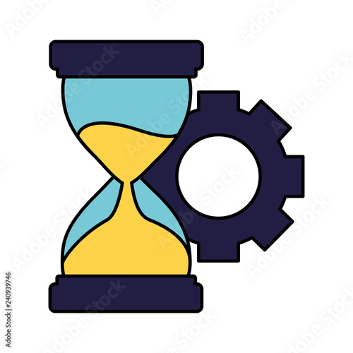 business hourglass and gear white background