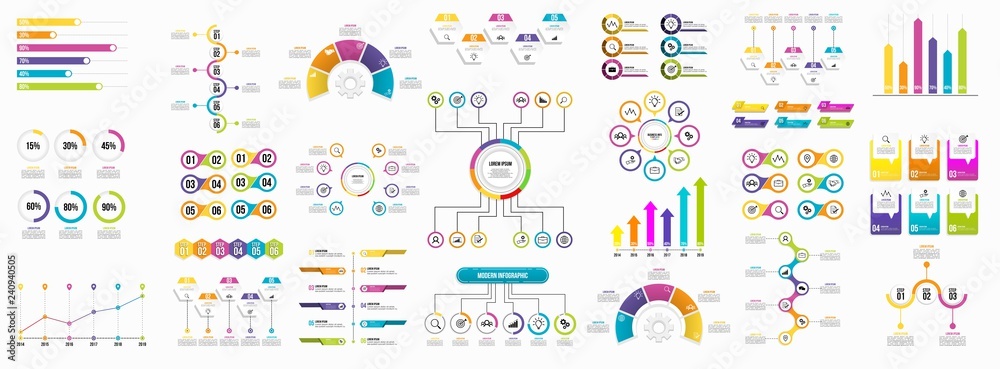 Obraz premium Set of Infographics Elements Data Visualization Template Design Vector Editable
