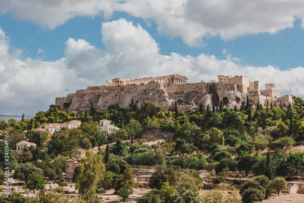 The Acropolis of Athens, Greece, with the Parthenon Temple 