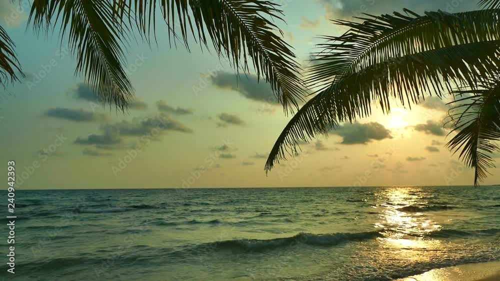 Beautiful tropical beach and sea landscape at sunset time Beautiful tropical beach and sea landscape at sunset time