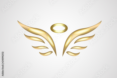Gold angel logo icon vector