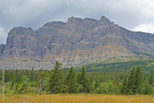 Mountain landscape view in Glacier National Park.