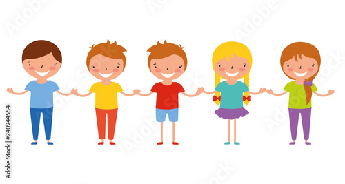 cute group kids holding hands
