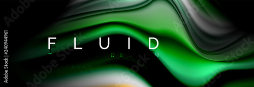 Bright colorful liquid fluid lines on black, modern abstract background