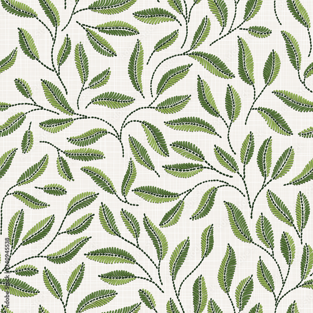 Embroidery floral seamless pattern on linen cloth texture Embroidery floral seamless pattern on linen cloth texture