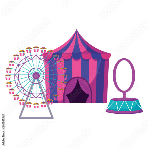 circus tent with ring and wheel