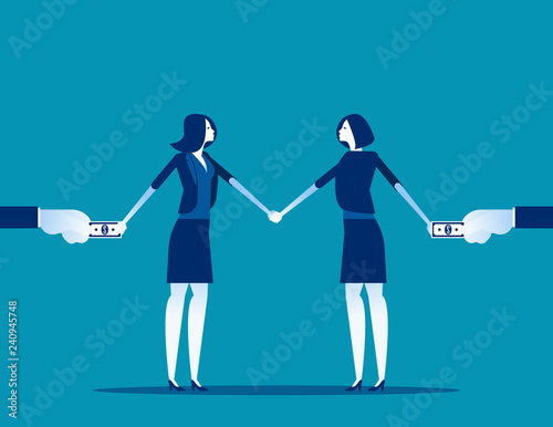 Business people exchanging bribes. Concept business vector illustration, Bribing, Conspiracy, Stealing crime.