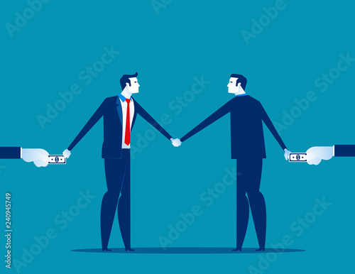 Business people exchanging bribes. Concept business vector illustration, Bribing, Conspiracy, Stealing crime.