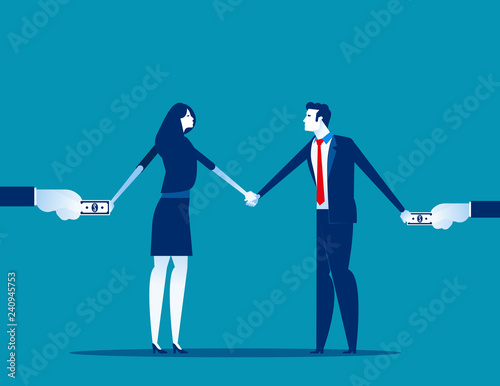 Business people exchanging bribes. Concept business vector illustration, Bribing, Conspiracy, Stealing crime.