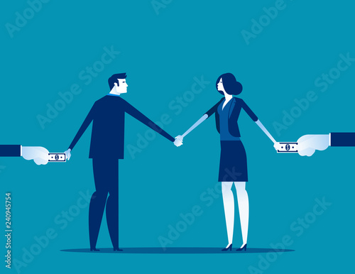 Business people exchanging bribes. Concept business vector illustration, Bribing, Conspiracy, Stealing crime.