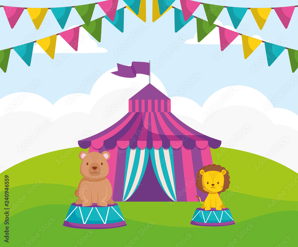 circus tent with bear teddy
