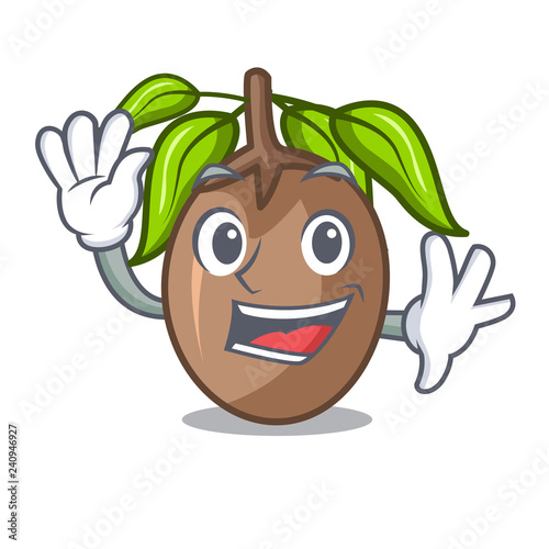 Waving sapodilla fruit isolated on the mascot