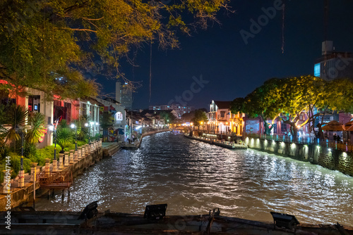 Melaka Malaysia, River, マラッカ, 川沿い, ライトアップ photo