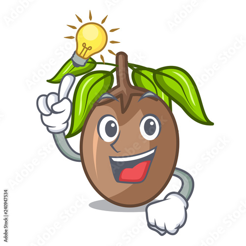 Have an idea slice sapodilla fruit on shape cartoon