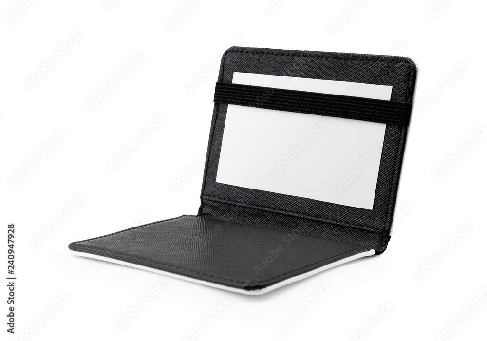 Blank leather bag or card holder for keep name contact on isolated background with clipping path. Small wallet cover for your design. Blank leather bag or card holder for keep name contact on isolated background with clipping path. Small wallet cover for your design.