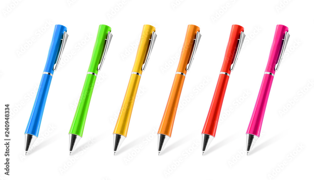 Colorful pens collection on isolated background with clipping path. Vivid pencils for your design or montage. Colorful pens collection on isolated background with clipping path. Vivid pencils for your design or montage.