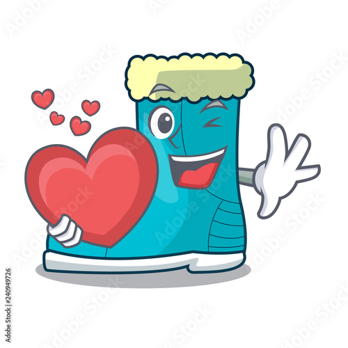 With heart winter boot on the character rak
