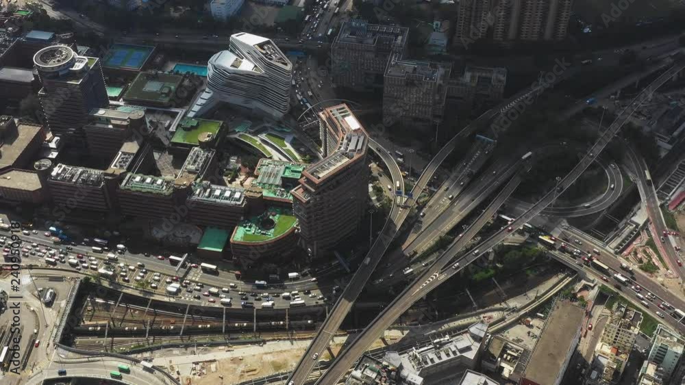 Aerial scene of Hong Kong highway in day with traffic 4k video Aerial scene of Hong Kong highway in day with traffic 4k video