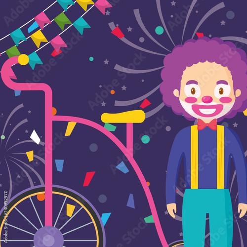circus clown with tricycle