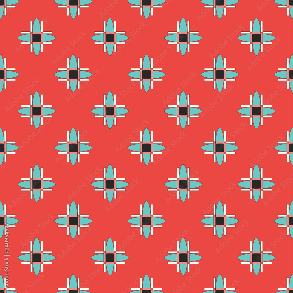 Geometric seamless pattern in retro style