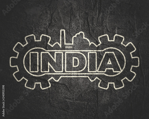 India word build in gear. Heavy industry relative image.