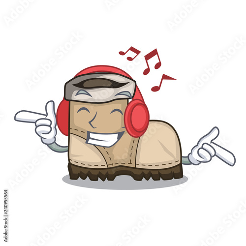 Listening music working boot above a character rak