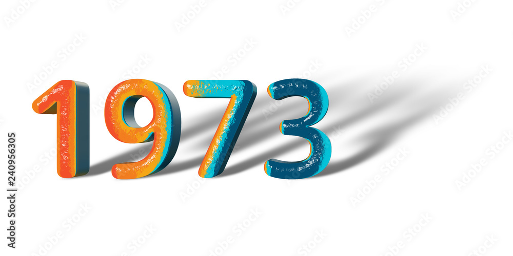 3D Number Year 1973 joyful hopeful colors and white background Stock ...