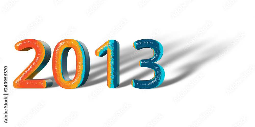 3D Number Year 2013 joyful hopeful colors and white background 3D Number Year 2013 joyful hopeful colors and white background