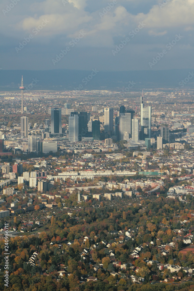 Aerial photograph, city and business center. Frankfurt am Main, Germany