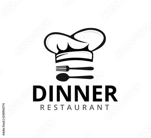 chef hat food restaurant vector icon logo design