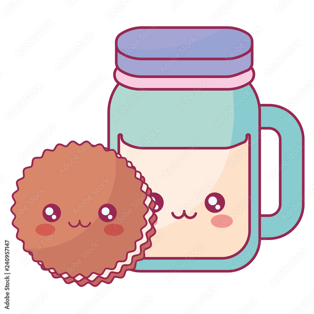 cute beverage jar with cookies kawaii characters cute beverage jar with cookies kawaii characters