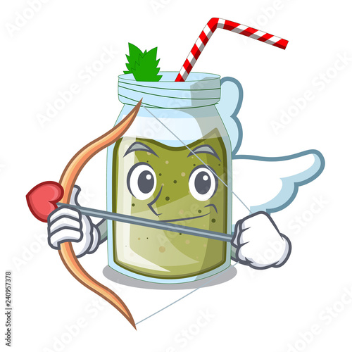 Cupid green juice smoothe in cartoon glas
