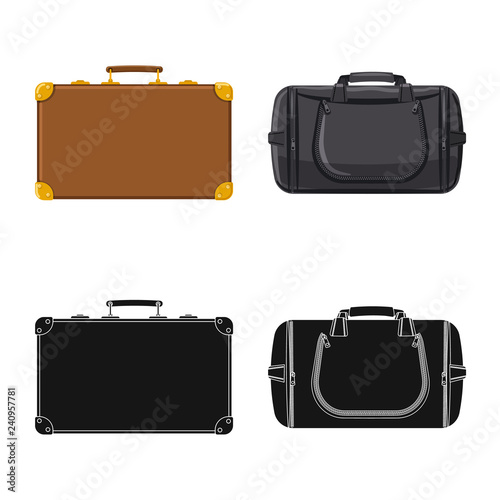 Isolated object of suitcase and baggage sign. Collection of suitcase and journey stock symbol for web.
