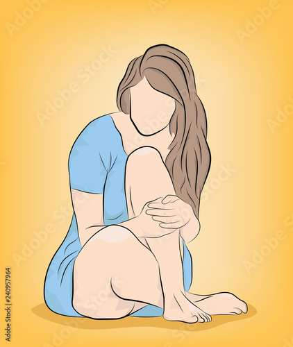 girl sitting on the floor. vector illustration.