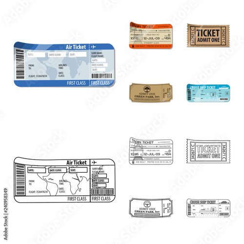 Vector design of ticket and admission logo. Set of ticket and event stock vector illustration.
