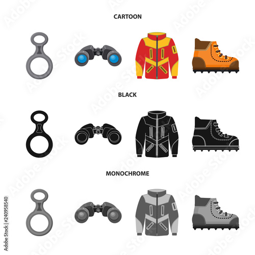 Isolated object of mountaineering and peak symbol. Collection of mountaineering and camp stock symbol for web.
