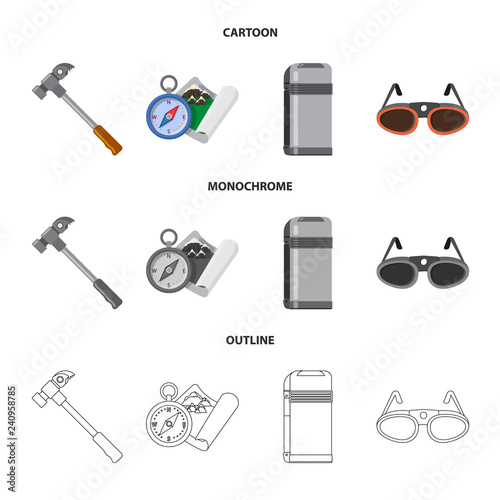 Vector illustration of mountaineering and peak symbol. Collection of mountaineering and camp vector icon for stock.