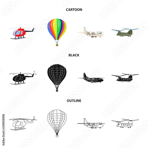 Isolated object of plane and transport icon. Set of plane and sky stock symbol for web.