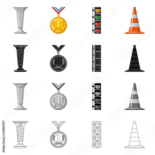 Vector design of car and rally symbol. Collection of car and race stock vector illustration.