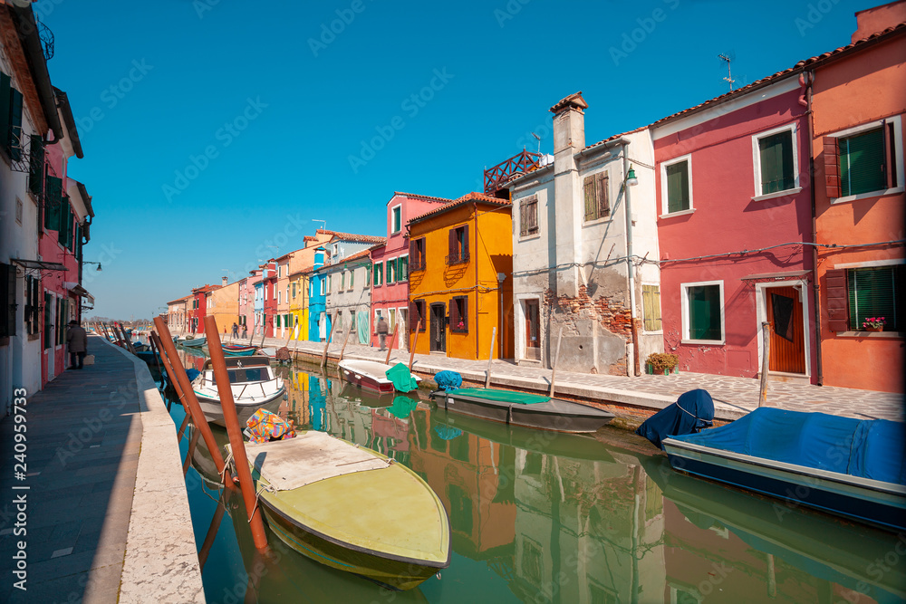 One of the streets of the island of Burano near Venice, Italy