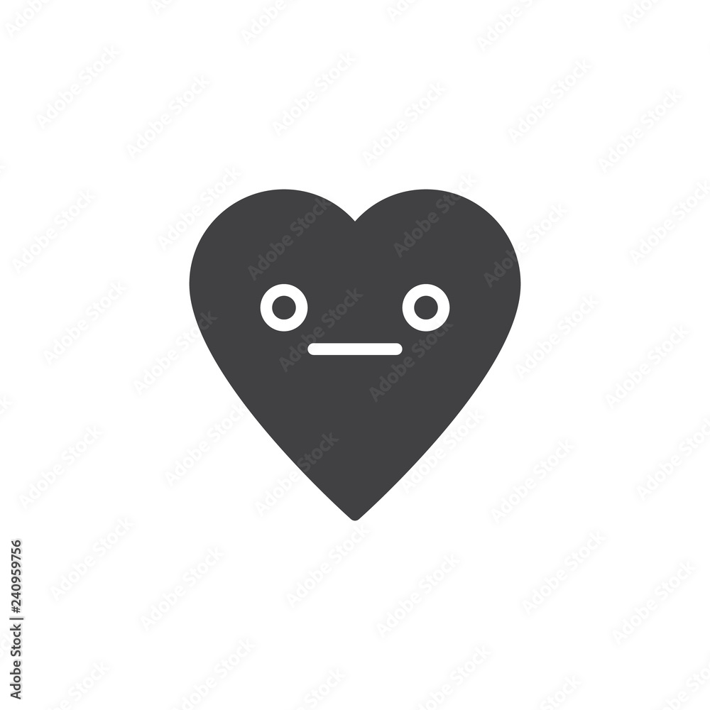 Fototapeta premium Neutral Face emoticon vector icon. filled flat sign for mobile concept and web design. Calm heart face character emoji solid icon. Symbol, logo illustration. Pixel perfect vector graphics