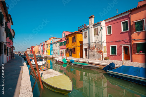 One of the streets of the island of Burano near Venice, Italy © vvvita