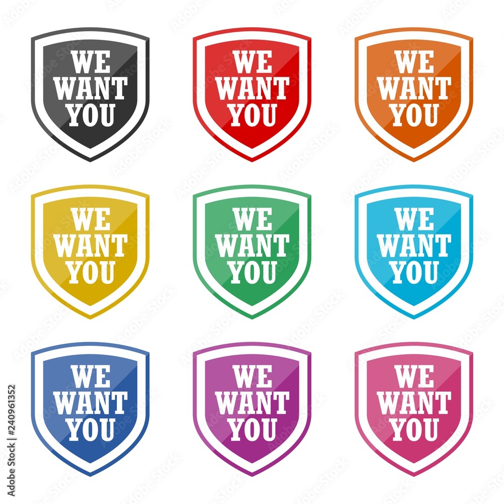 Fototapeta premium We want you flag icon or logo, color set