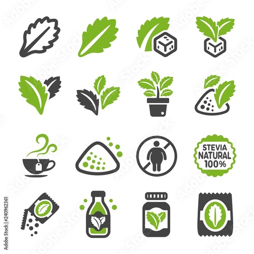 stevia icon set,vector and illustration photo