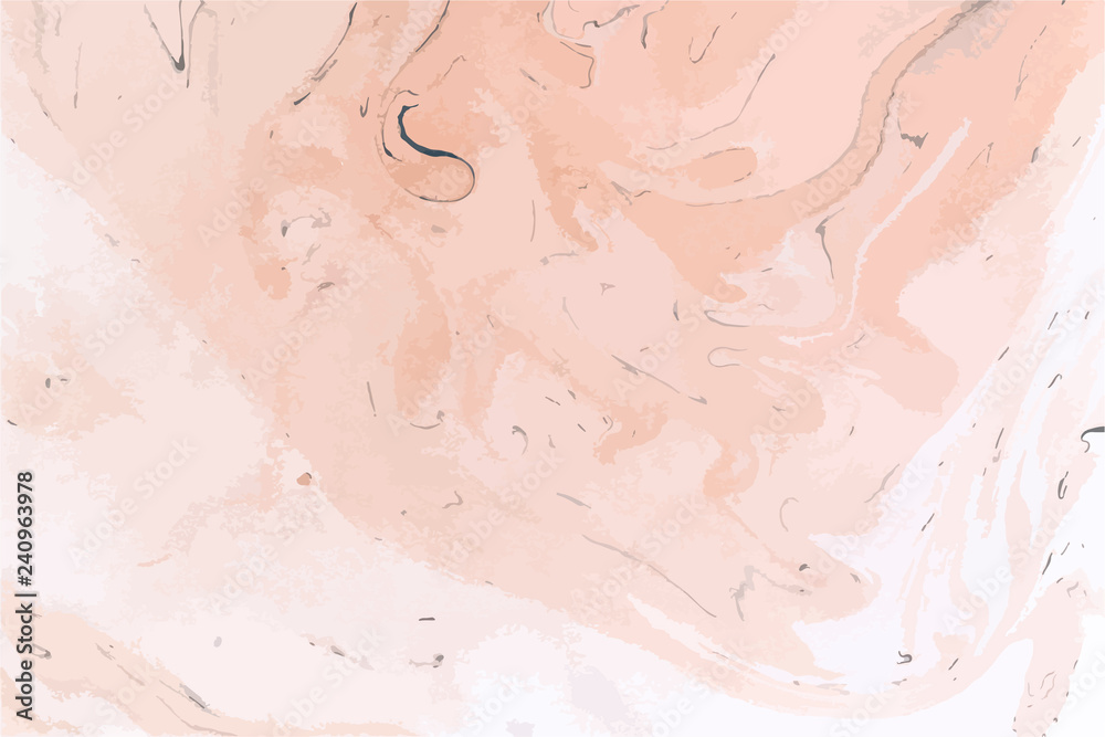 Vector pastel vector marble background. Ochre and white ink marble texture.
