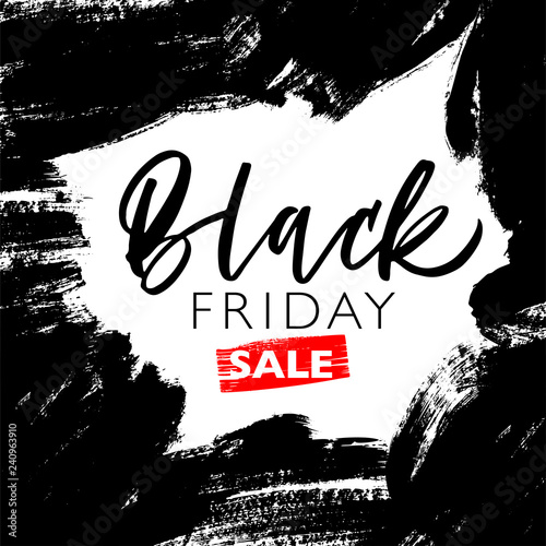 Black friday sale banner. Vector illustration with hand-drawn lettering.