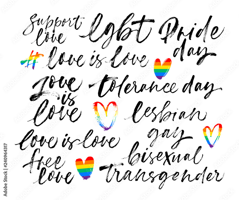 Lgbt Phrase Set Lgbt Support Pride Free Love Gay Lesbian Bisexual Transgender