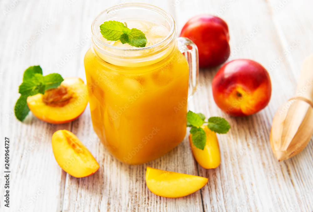 Nectarine juice with fresh fruits Nectarine juice with fresh fruits